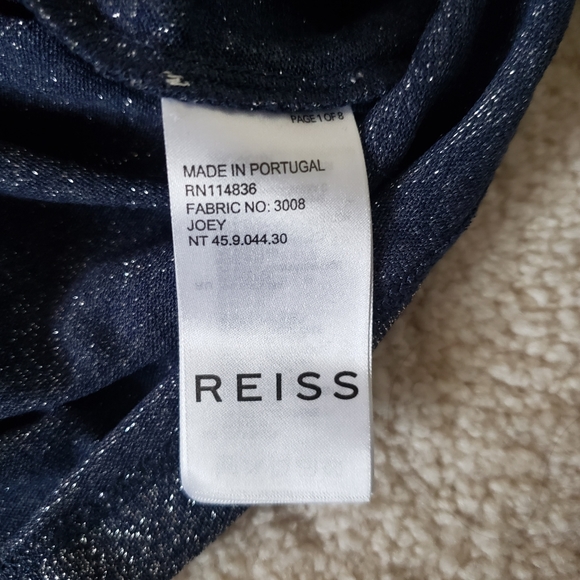NWT Reiss Joey Metallic Short Sleeve T-Shirt Top Navy - Picture 9 of 10